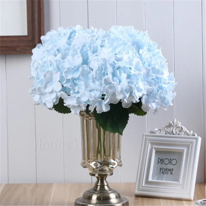 5 голов небесно-голубой искусственный цветок Гортензия Свадебный букет Шелковый цветок для свадьбы Вечерние украшения дома DIY