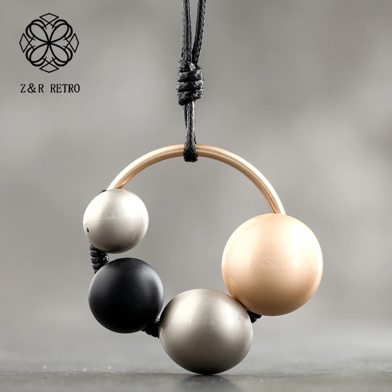 

Hollow Ball Pendant Necklace Zinc Alloy Rope Chain Collier Pendant Statement Necklace Festival Present Jewelry Accessories