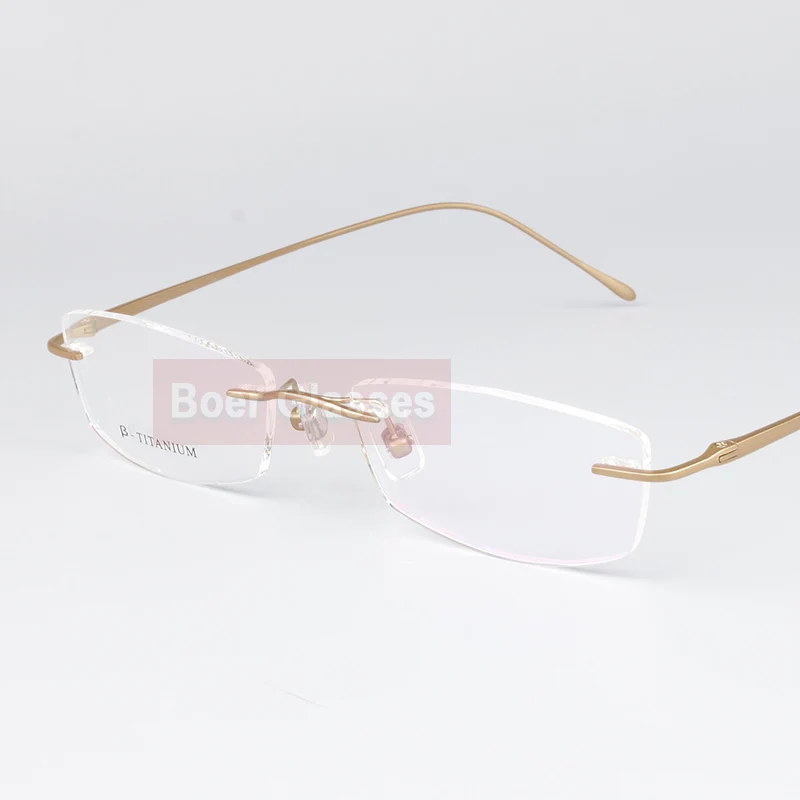 Титановые очки Для мужчин очки без оправы очки при близорукости оптический Prescription1029(52-18-135 - Цвет оправы: Gold