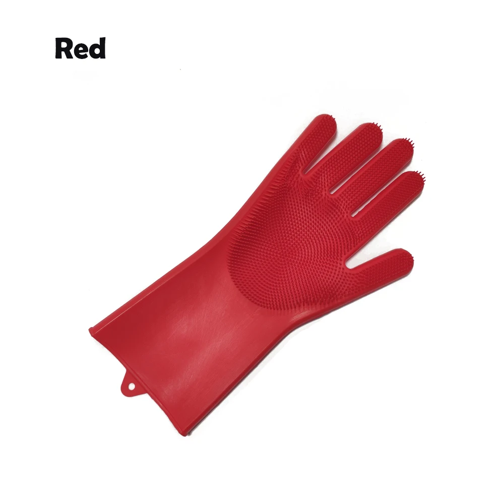 1 шт. силиконовые перчатки волшебные блюда моющиеся перчатки с чистящая щетка кухонные инструменты автомобильный питомец Очищающая перчатка-щетка - Цвет: Red right