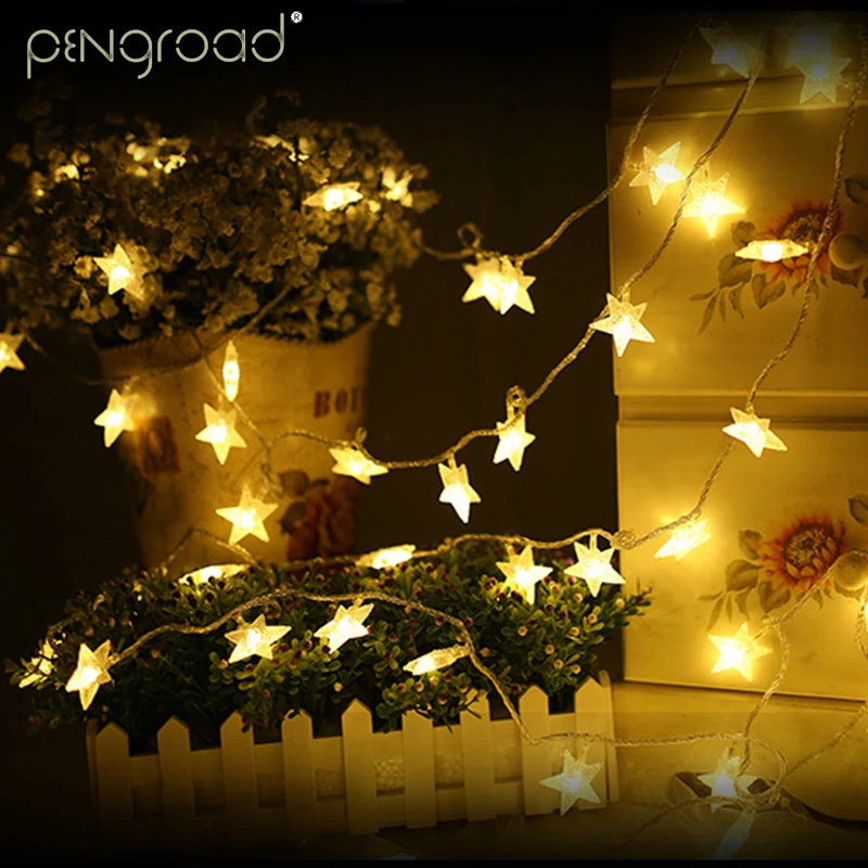 3M LED Star String Lights Christmas Holiday Decoration Star Fairy Light AA Battery Operated 20leds Festoon Light Chain SL057