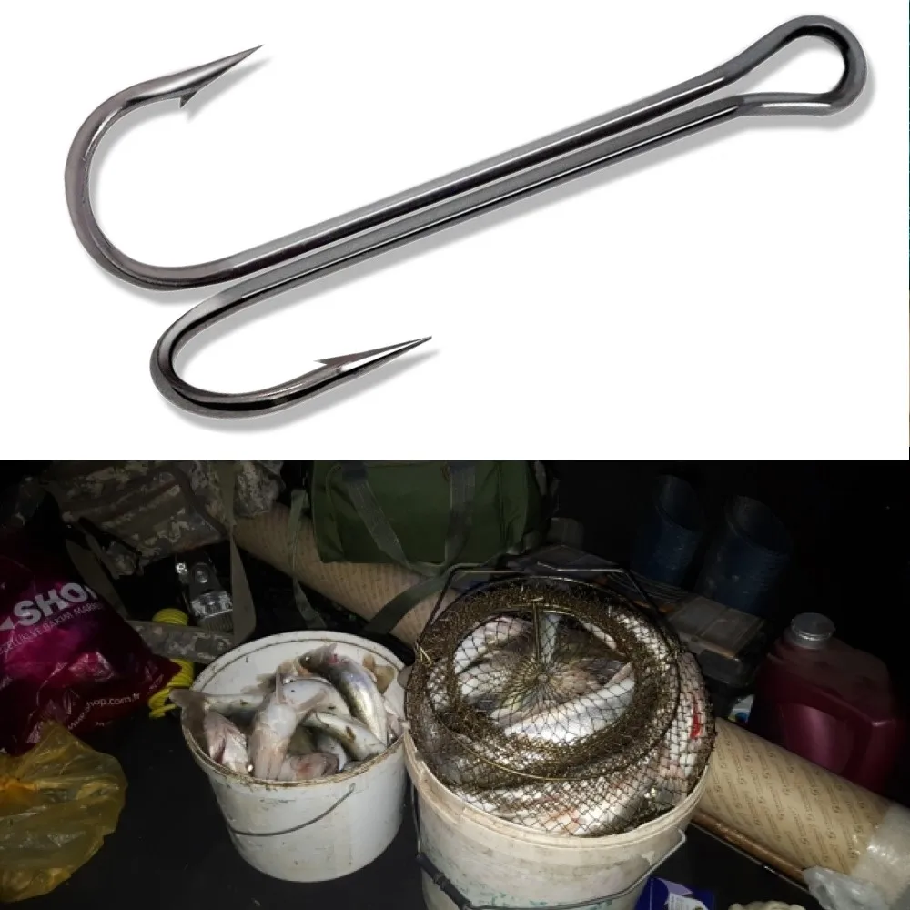 

Hunthouse Double Hooks fishing hook long fishing stainless hook with soft lure sharp high carbon stee offset hook