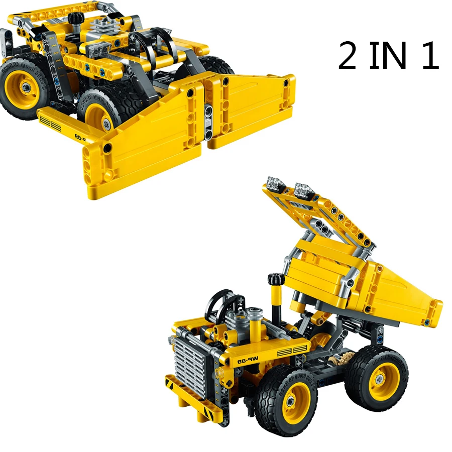 

Decool 3363 TECHNIC 2 In 1 Mining Trucks Wheeled Bulldozer Assemble Building Blocks Toy Bricks Compatible With wange 42035