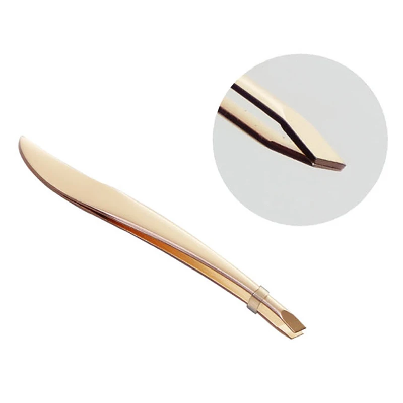 1 Piece Stainless Steel Eyebrow Tweezers Oblique Mouth Clamp Face Hair