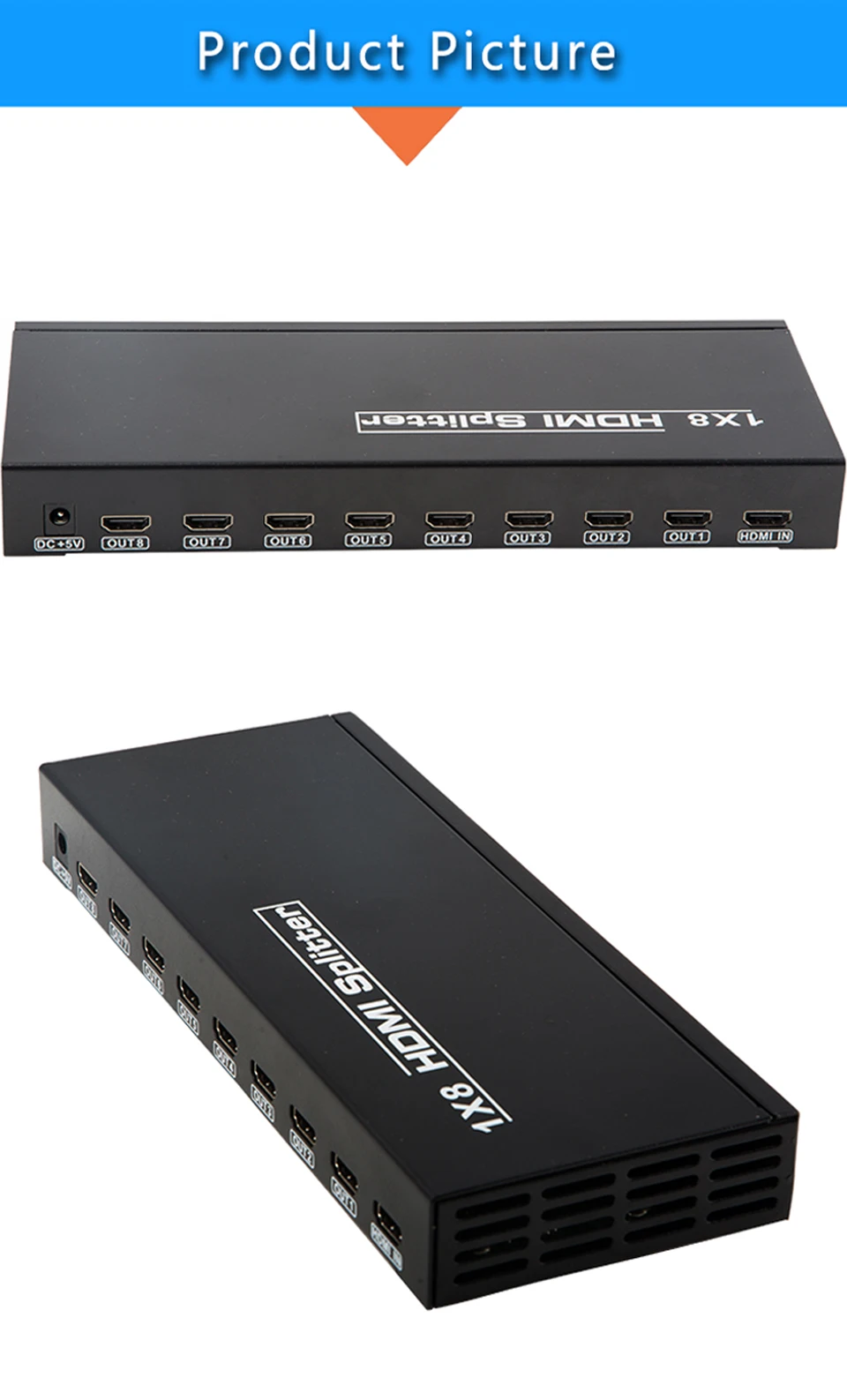SZBITC 4K 1X8 HDMI разветвитель HDMI дистрибьютор 1 в 8 Выход видео настенный контроллер Поддержка 3D для HDMI ТВ, ПК