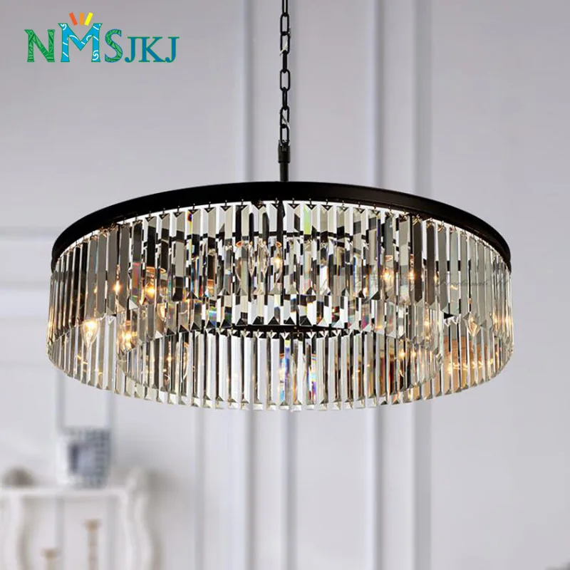 

Round Shape Crystal Chandelier Lighting Luminaires Hanging Light For Restaurant Decoration American Style Lamp