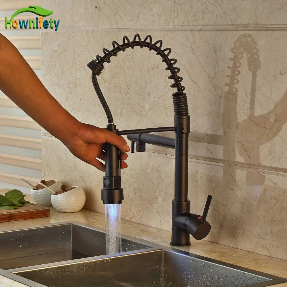 

3 Color Changing Oil Rubbed Bronze Kitchen Sink Faucet Pull Down Sprayer Mixer