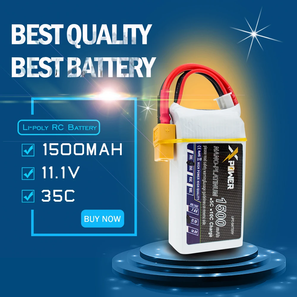 

1pcs WLtoys V950 3S 11.1V 1500mAh 35C Lipo Battery XT60 T Plug for RC Car Skylark m4-fpv250 Mini Shredder200 Qav250 Vortex Drone