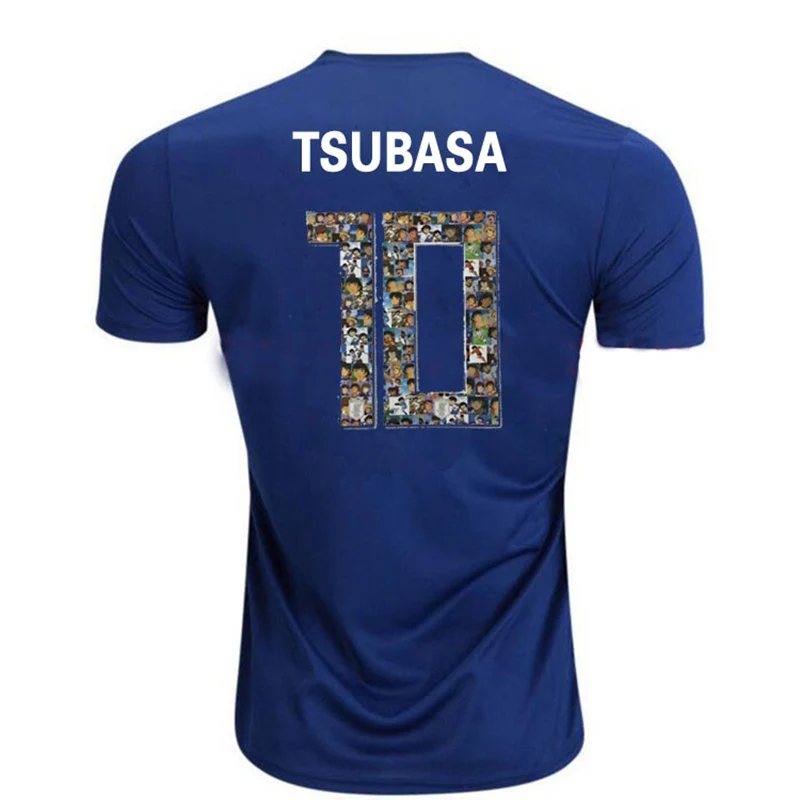 Индивидуальные Аниме Captain Tsubasa № 10 JFA Футбол Костюмы футболка+ шорты комплекты Tsubasa озоре Косплэй трикотаж костюм сувенир - Цвет: Синий