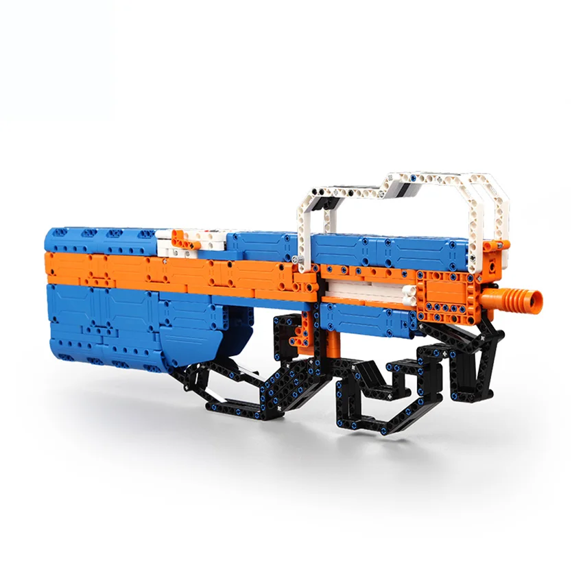 581PCS DIY Building Gun Stacking Blocks Toys P90 Submachine Model Parent Interactive Playset Kit Compatible Legos Gift for Boy