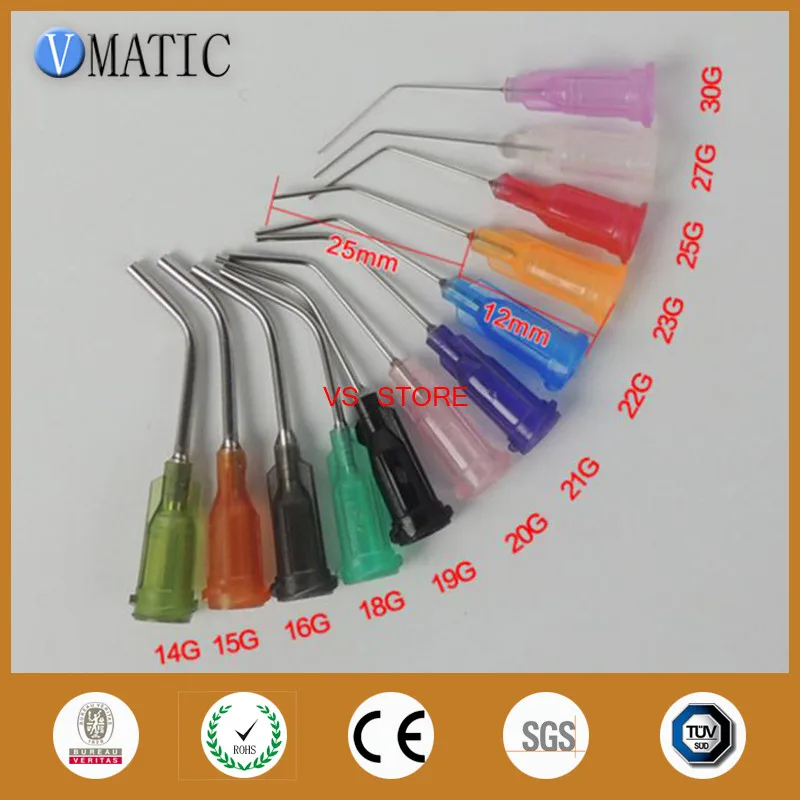 

Free Shipping Non-Sterilized 100Pcs 45 Degree Bent 14-27G 1 Inch Dispenser Glue Dispensing Needle Tips