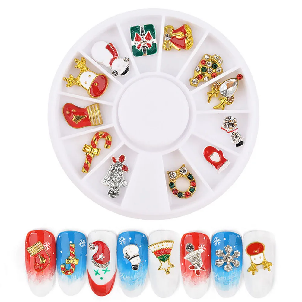 Hot sale Merry Christmas Nail Art Alloy Metal Charms Jewelry 3D DIY Decoration Mix Shape - Цвет: as picture