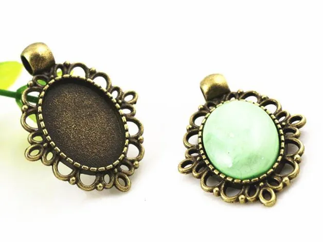 

6pcs 13x18mm Inner Size Bronze Simple Style Cameo Cabochon Base Setting Charms Pendant necklace findings (D4-12)