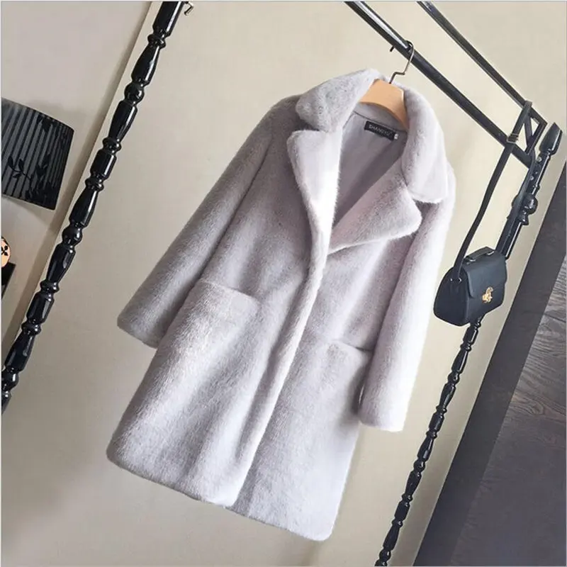 2018 Mink Fur Long Coat Women Winter Autumn Elegant Loose Casual Faux Fur Coat Women'S Coats With Artificial Fur A4025
