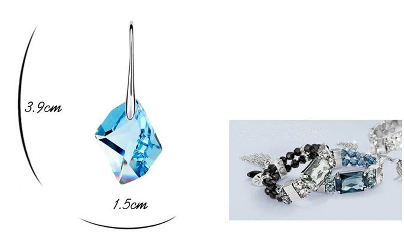 SHDEDE женские модные ювелирные изделия с синими кристаллами от Swarovski, длинные висячие серьги, ювелирные изделия для женщин, пирсинг-6929