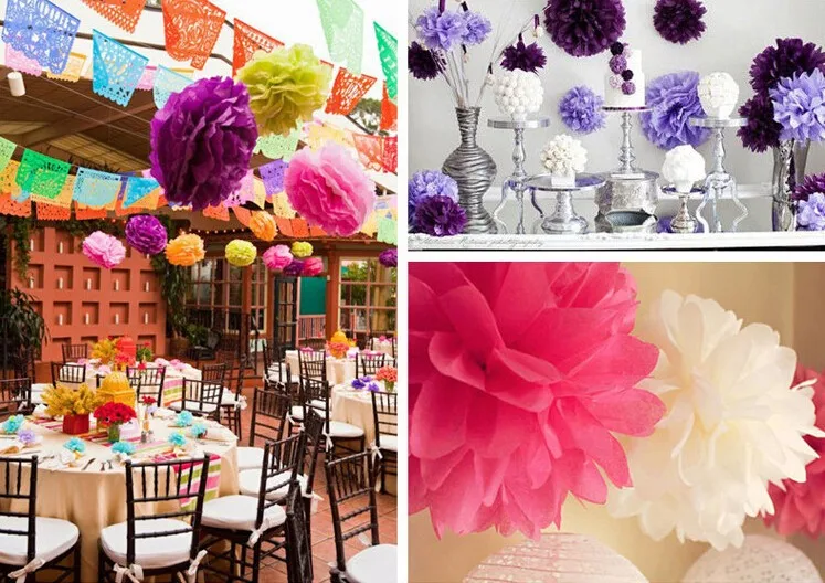 10pcs 10" / 25cm Tissue Paper Pom Poms Flower Balls Wedding Party Tissue Paper pompoms Wedding Party Decoration Craft  Flower
