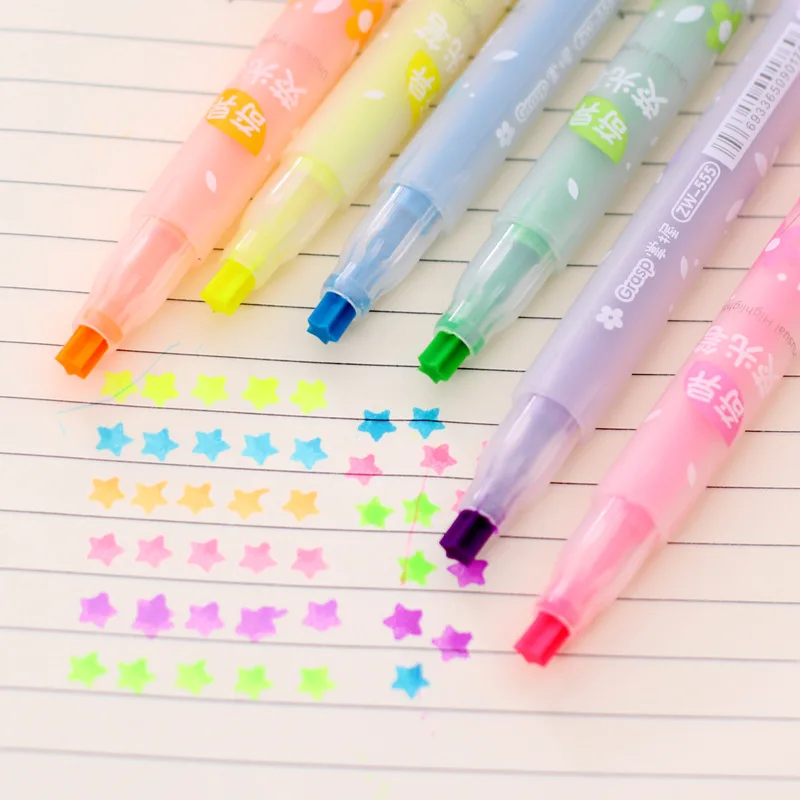 

Highlighter Star Head Markers Colored Drawing Pen Sationery Chalk School Japanese Stationery Office Art Supplies