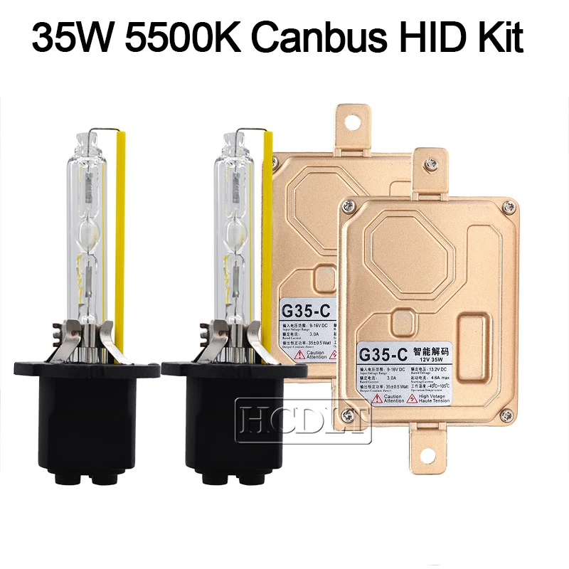 HCDLT 12V Car Headlight Canbus HID Xenon Kit 35W H1 H3 H7 H11 9005 9006 9012 D2H Xenon Bulb 5500K EMC 35W Canbus Ballast Reactor