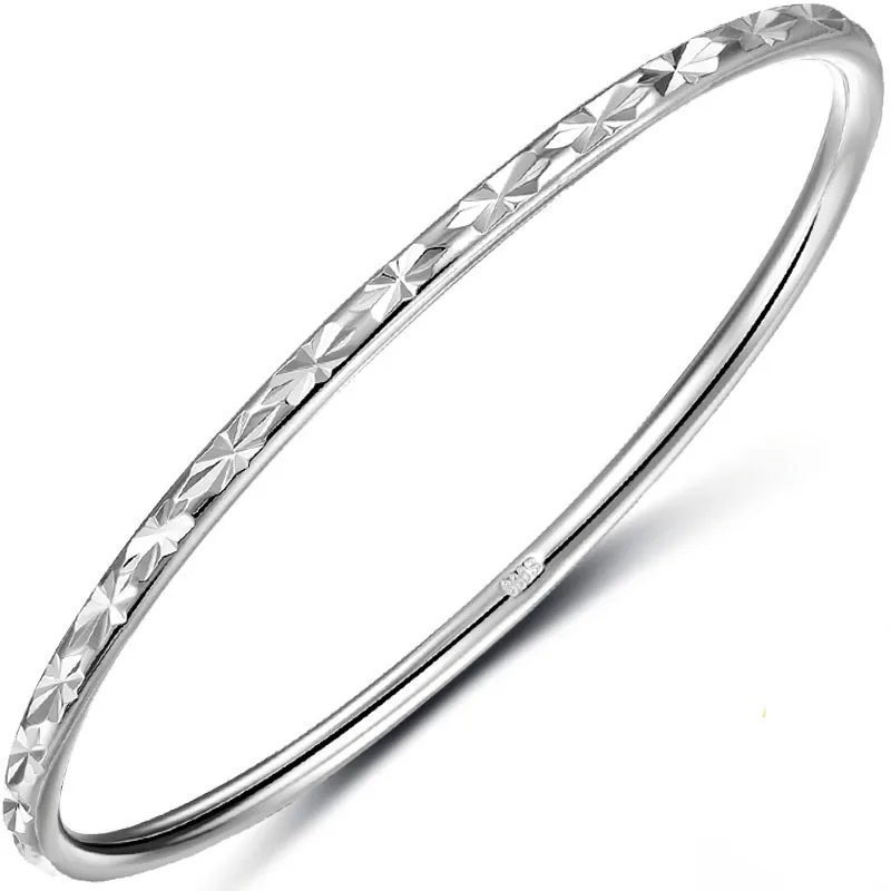 Robira Real 999 Pure Sterling Silver Bracelets Bangles For Women Simple
