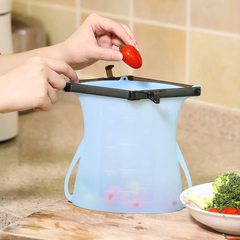 

Reusable Silicone Bag, 2019 Upgraded Silicone Food Storage Bags Eco Friendly Safe for Microwave Freezer & Cooking