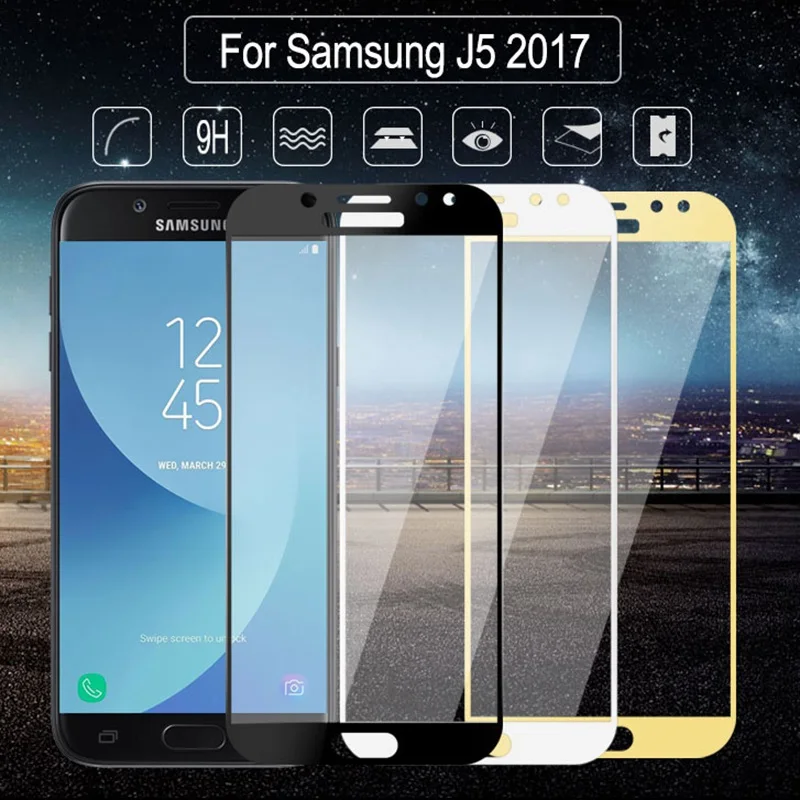 Полностью покрывающее закаленное Стекло для Samsung Galaxy J3, J5, J7 года A8 J6 плюс A3 A5 A7 Экран защитная пленка