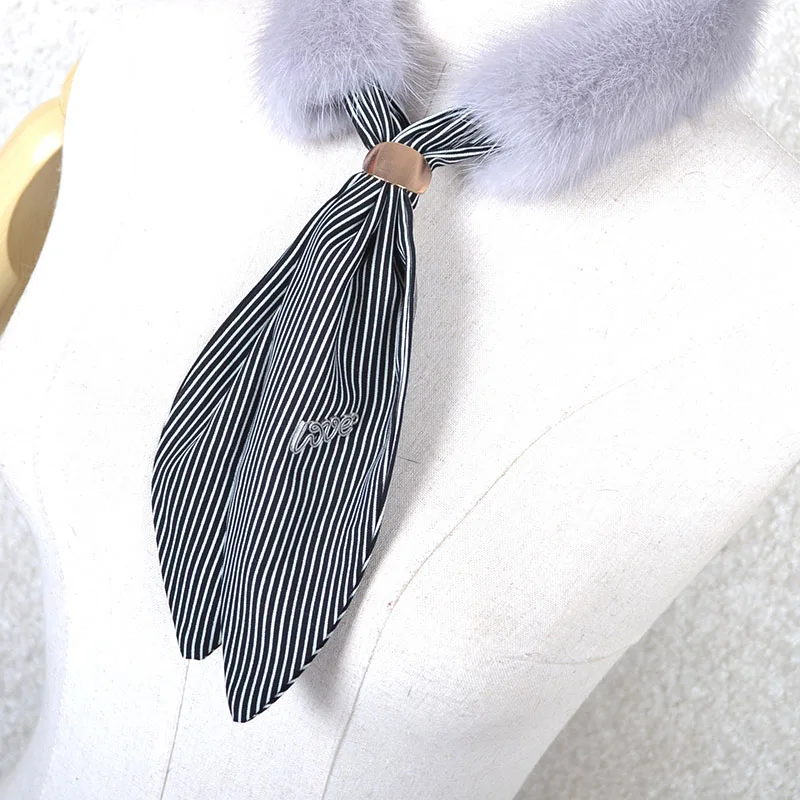 Натуральный норковый меховой воротник, натуральный норковый меховой шарф, модный дизайн, женский серый черный искусственный воротник F699