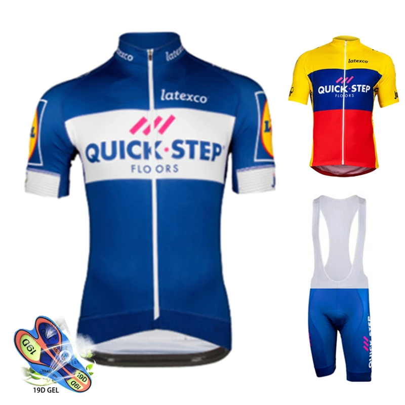 

2019 Blue Quickstep Cycling Clothing Bike Jersey Quick Dry Bicycle Clothes Men's Summer Team Cycling Jerseys 19D Bike Shorts Set