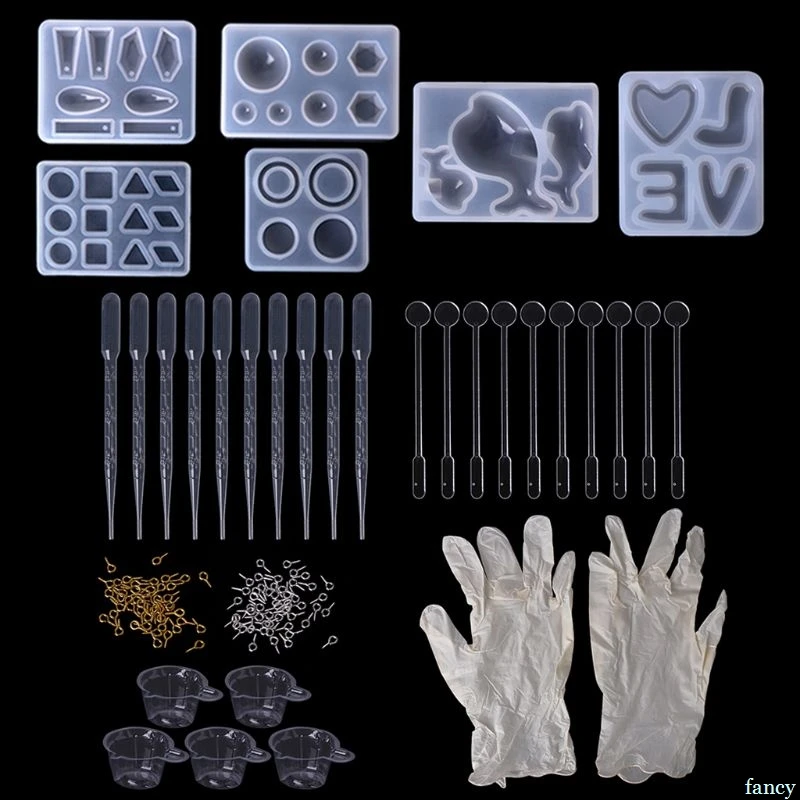 

1 Set Epoxy Resin Kit Handmade Professional DIY Jewelry Making Disposable Gloves Pins Necklace Pendant Ear Stud Silicone Molds