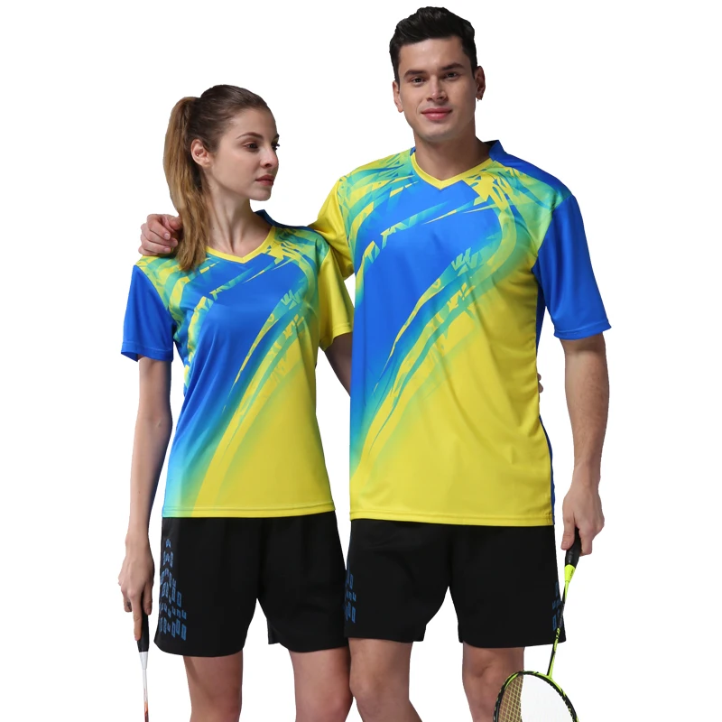 

Summer badminton training sets men women badminton quick dry tennis uniforms clothes sports men breathable badminton T shirt DIY