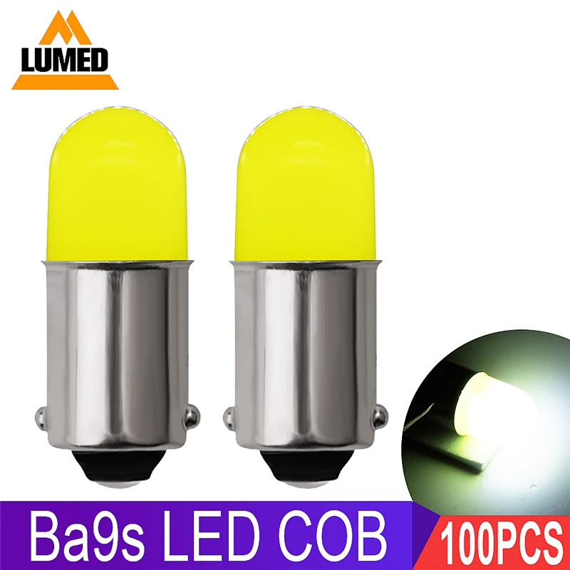 

100x BA9S LED 12929 COB Round 3D T4W Car light LEDs License Plate Lamps Turn Signal Bulb Parking Lights Door Lamp White DC12V