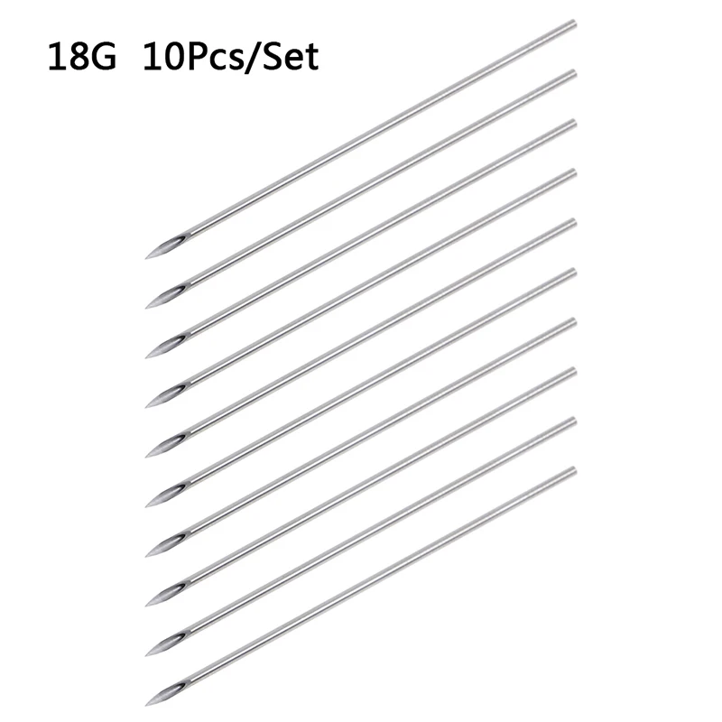 10 шт./компл. смываемая Татуировка пункционная игла для пупка ниппель носа губ эффект татуажа пункционная игла набор инструментов 12g/14g/16g/18 г/20 г