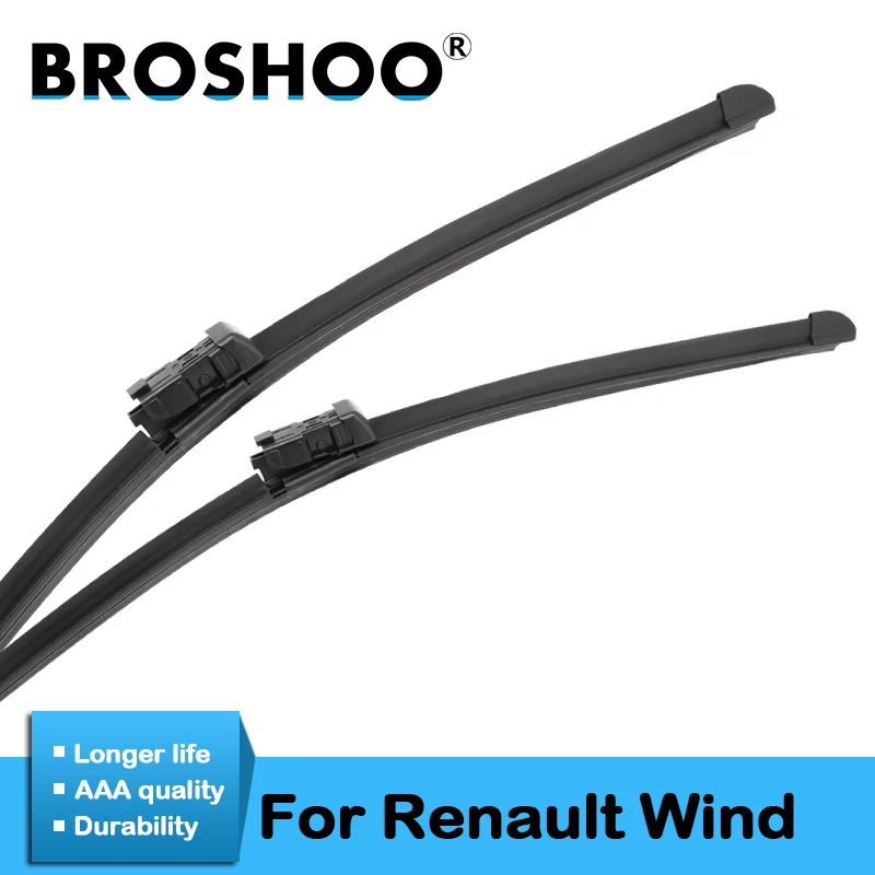 

BROSHOO Car Clean The Windshield Wiper Blades Natural Rubber For Renault Wind,Fit Push Button Arm 2010 2011 2012 2013