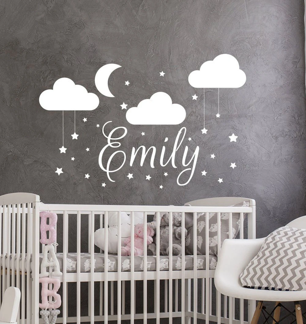 Name Wall Decal Baby Nursery Wall Sticker Girl Name For Son's ...