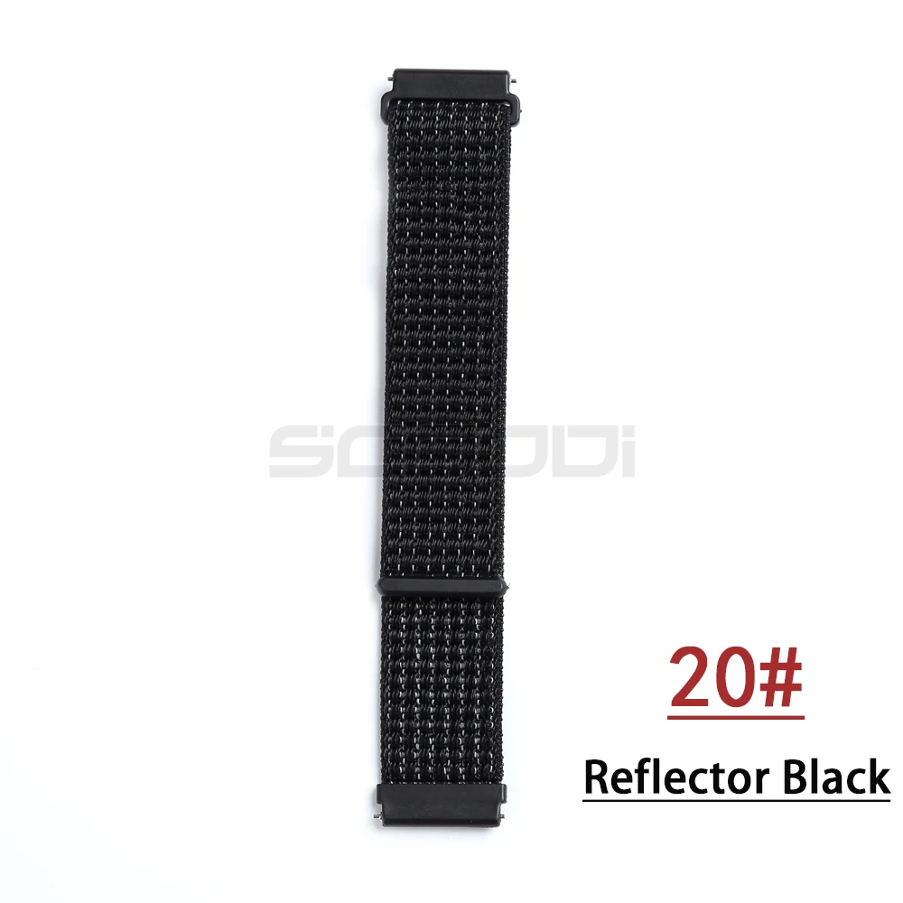 Новинка, 20 мм, нейлоновый тканый ремешок для Xiaomi Huami Amazfit Bip BIT Lite, Молодежные Смарт-часы, носимый браслет, ремешок для часов Amazfit - Цвет: Reflector Black