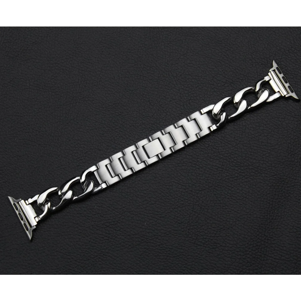 Модный ремешок для Apple watch band 38 мм 42 мм браслет из нержавеющей стали браслет Однорядная цепочка на ремешке из джинсовой ткани для iwatch Смарт