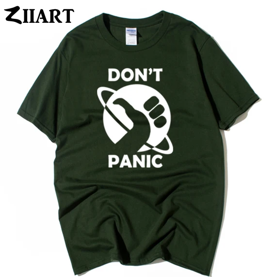 Одежда для пары с надписью don't panic hicher's guide to the galaxy Мужская футболка короткими