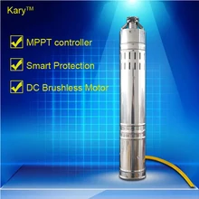 Kary 2017 new design low pressure 24 volt dc brushless submersible solar water pump, 40m lift 9GPM solar bore pump for deep well