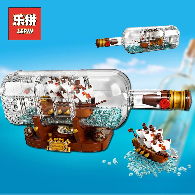 

New lepin 16045 775pcs 16051 1078pcs Creative Series the Ship in the Bottle Building Blocks Brick Toy 21313 Model Toys Legoings