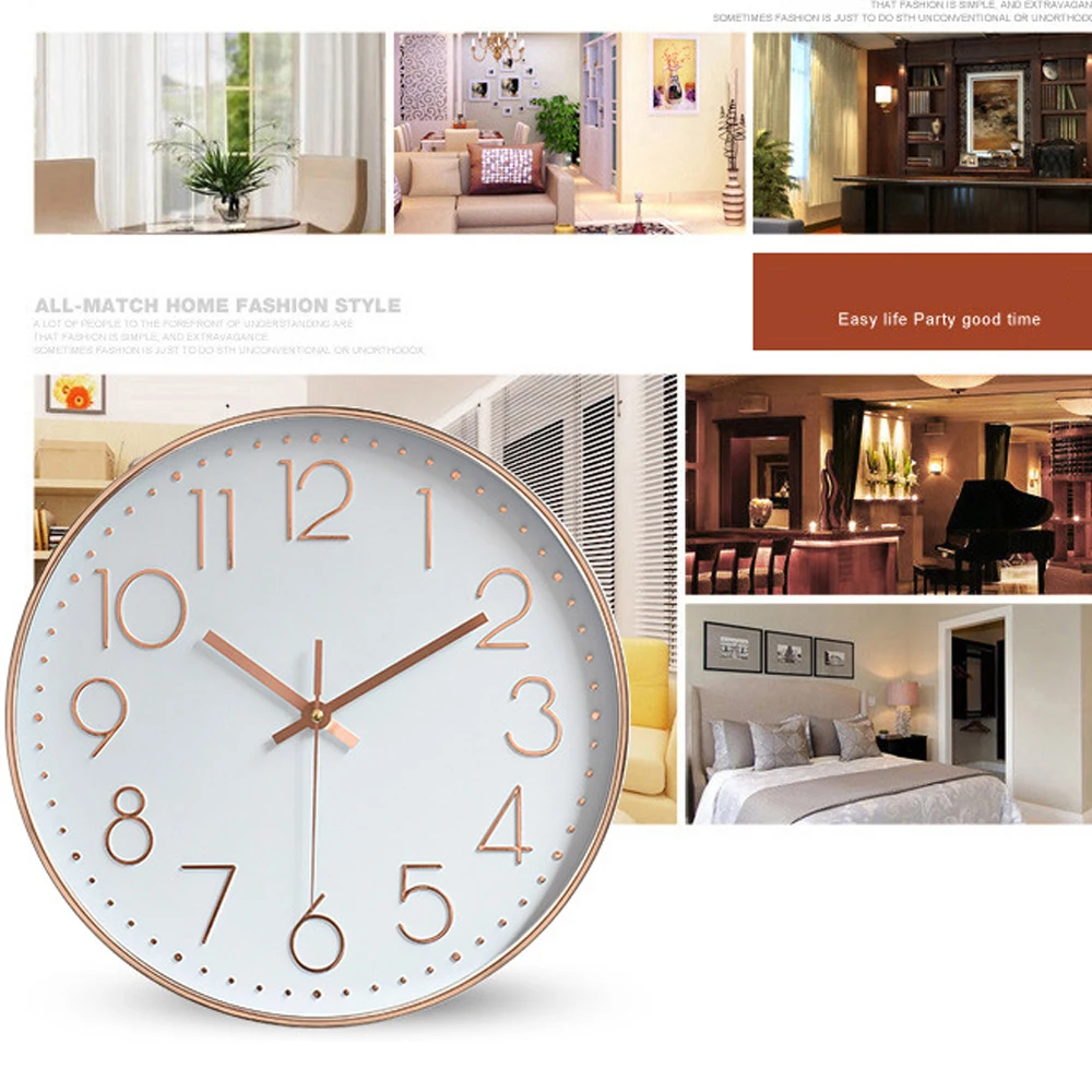 12 дюймов розовое золото Подвесные часы кварцевые часы 3D цифровые часы домашний декор настенные часы для гостиной спальня розовое золото настенные часы