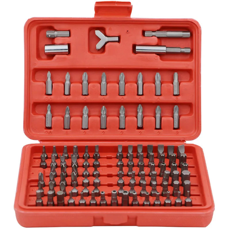 

High Quality 100Pcs Batch Head Set Chrome Vanadium Steel Material Body Sandblasted Surface Daily Repairing Tool Components