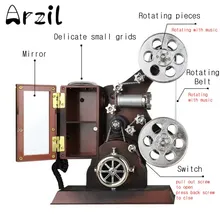 Storage Box Music 8 Notes Retro Film Projector with Mirror Girds Hand Crank Crafts Child Gift Classic Birthday Gift Home Decor