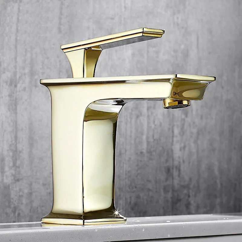 Новое поступление, роскошный латунный золотой смеситель для ванной комнаты, золотой кран для раковины, кран для холодной и горячей воды