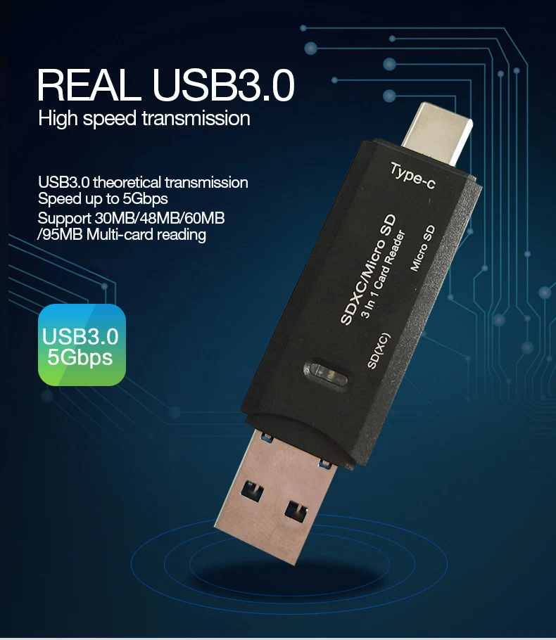 UTHAI C18 мульти-кардридер USB 3,0 SD/Micro SD TF OTG Смарт-карта памяти адаптер для ноутбука USB 3,0 type C кардридер