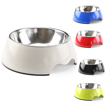 

Dogs Cats Bowls Removable Stainless Steel Anti-Skid Round Melamine Stand Food Water Bowl for Small Medium Large dogs