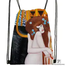Custom gustav klimt походная сумка на шнурке милый рюкзак для детей(черная спинка) 31x40 см#2018612-01-(5
