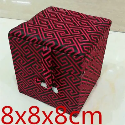 

Small Decorative Silk Fabric Gift Boxes China Cube Wooden Storage Box Luxury Soft Square Crafts Stone Collecting Box 8x8x8 cm