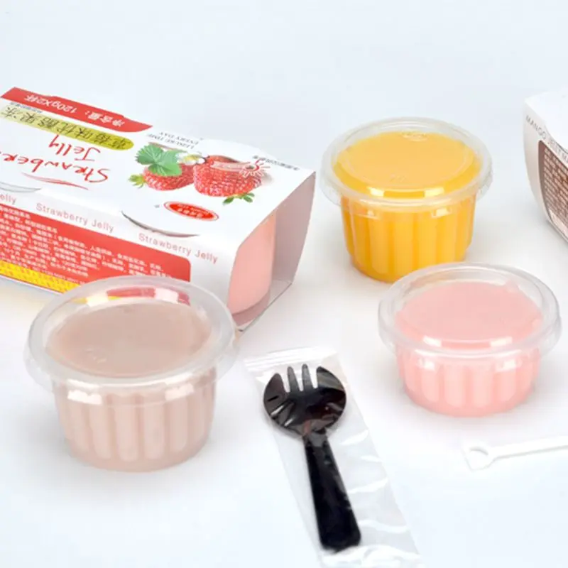 100pcs High quality creative plum blossom disposable pudding cup 120ml small ice cream jelly diy dessert plastic cups with lid