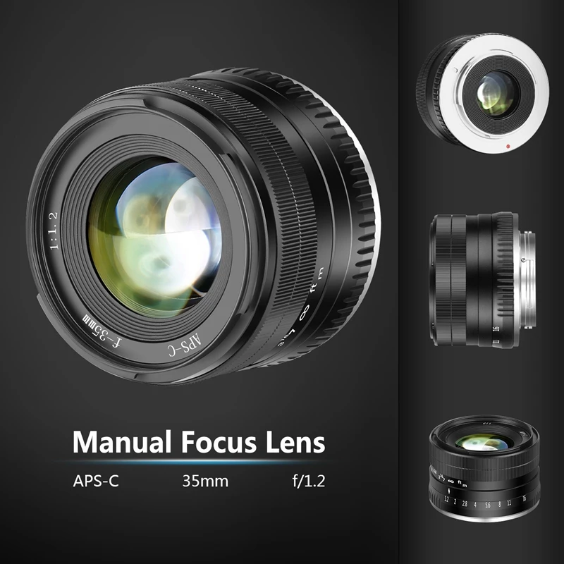 

35Mm F1.2 Large Aperture Prime Aps-C Aluminum Lens For Fuji X Mounting Without Mirror X-A1 X-A10 X-A2 X-A3 X-M1 X-M2 X-T1 X-T1