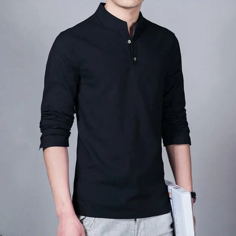 

2018 Fashion slim shirt men black Long sleeve Men's shirts male casual Linen shirt men Brand Plus size xxxxxl camisas