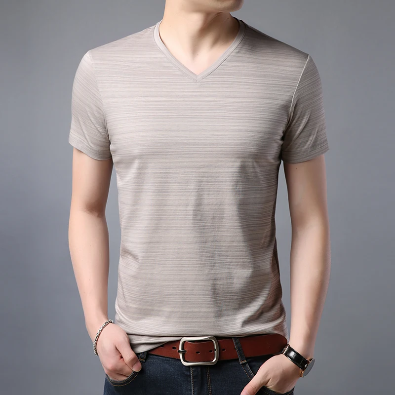 

T-shirt summer men's fashion V-neck short-sleeved t-shirt men's cotton bamboo fiber breathable bottoming shirt business t-shirt